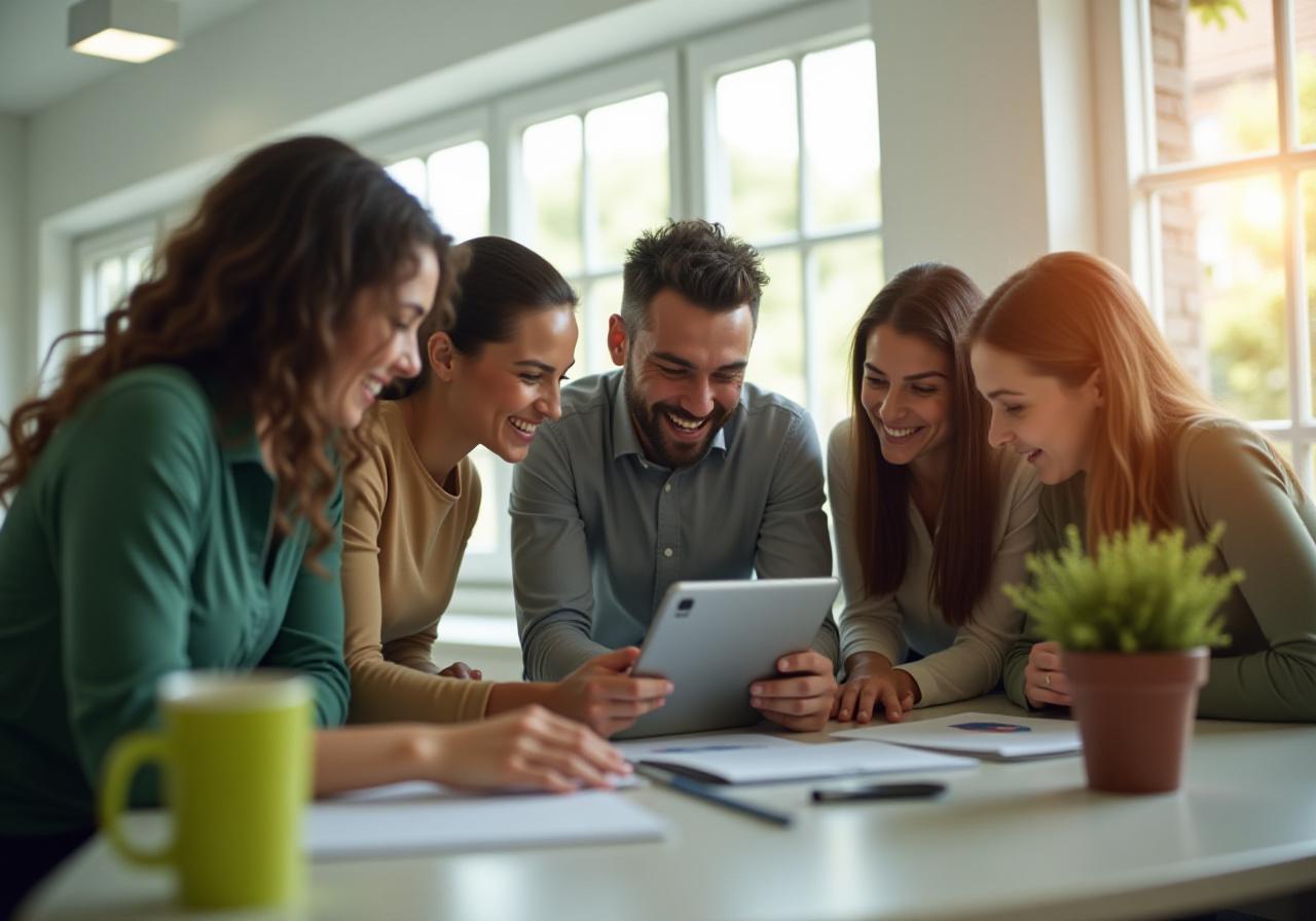 Students collaborating on a creative project